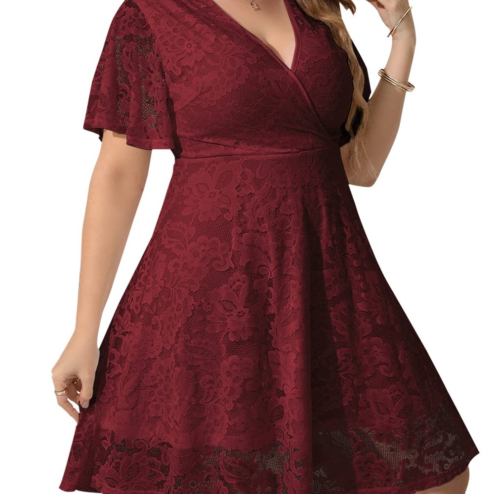 Elegant Burgundy Lace Dress